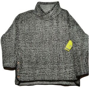 Xersion‎ Women XL Black Gray Faux Fur Soft Touch Pullover NEW